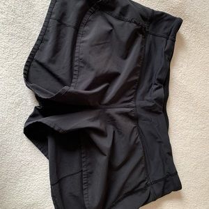 Solid black lulu active shorts